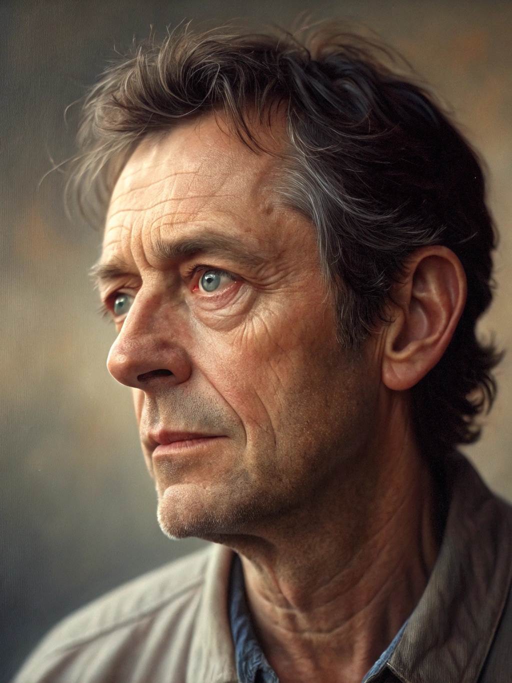 Detailed portrait of an elder with rich impasto skin tones